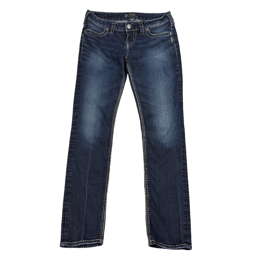 Silver Jeans Suki Low Rise‎ Super Skinny Womens 29x31 Blue Denim Flap Pockets